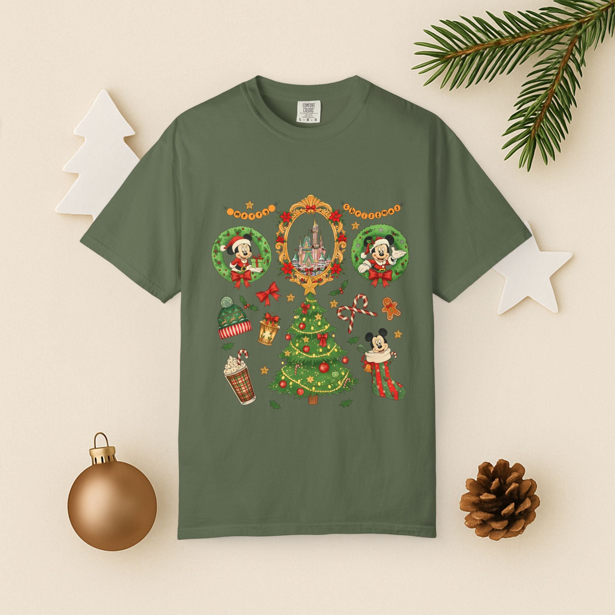 Christmas Disney Holiday T-Shirt — Mickey & Minnie Ornament Tree Design