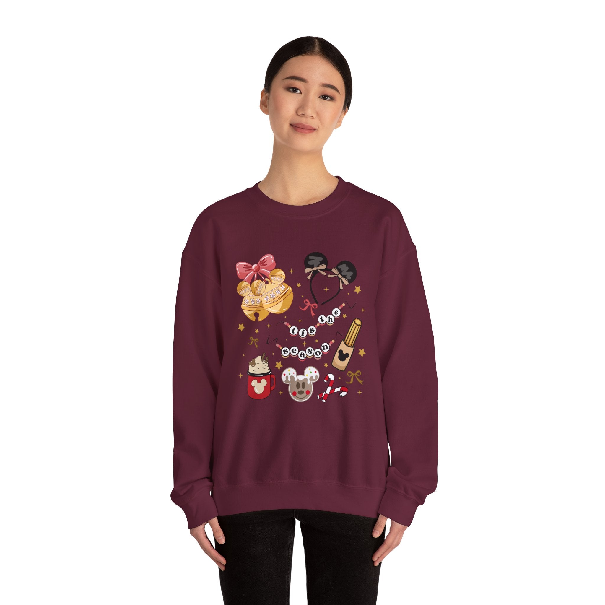 Disney Parks Cozy Icons Sweatshirt — Mickey Ears, Dole Whip & Park Snacks Crewneck