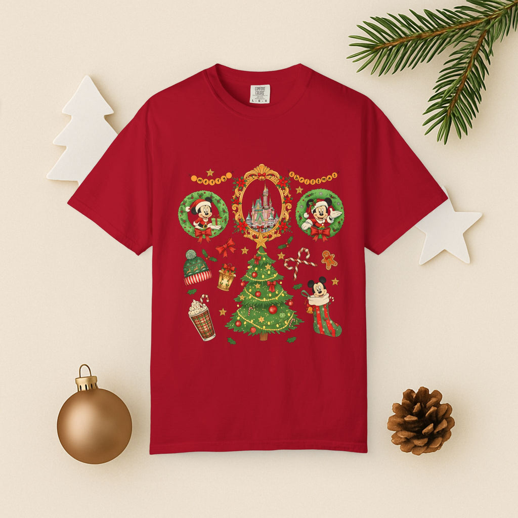 Christmas Disney Holiday T-Shirt — Mickey & Minnie Ornament Tree Design