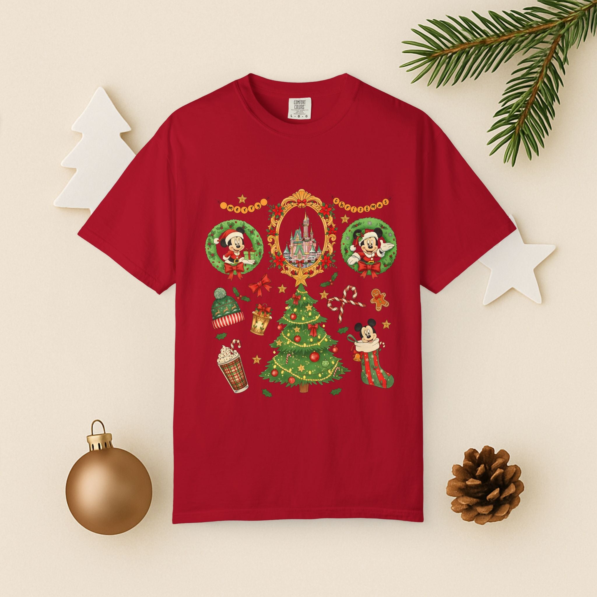 Christmas Disney Holiday T-Shirt — Mickey & Minnie Ornament Tree Design
