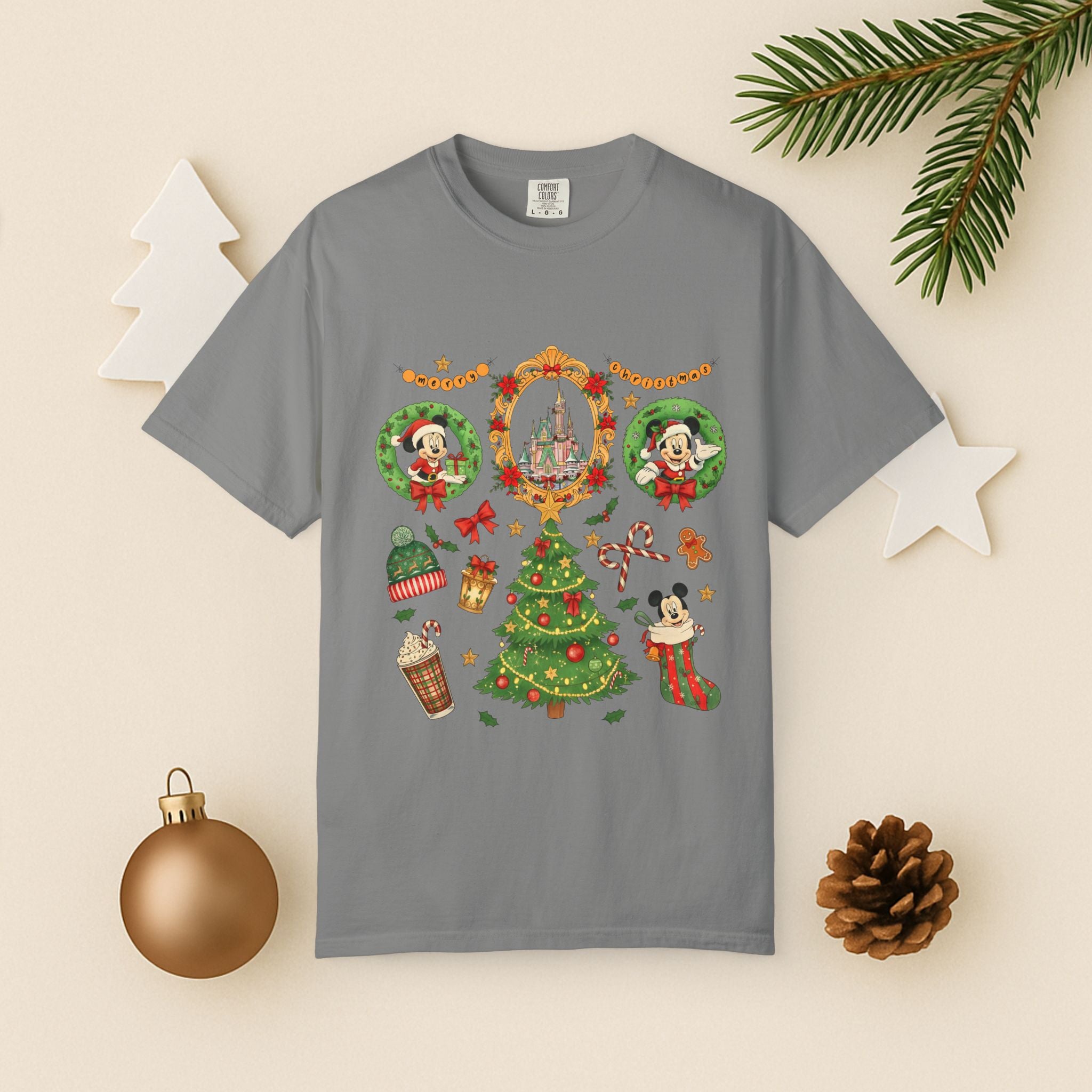 Christmas Disney Holiday T-Shirt — Mickey & Minnie Ornament Tree Design