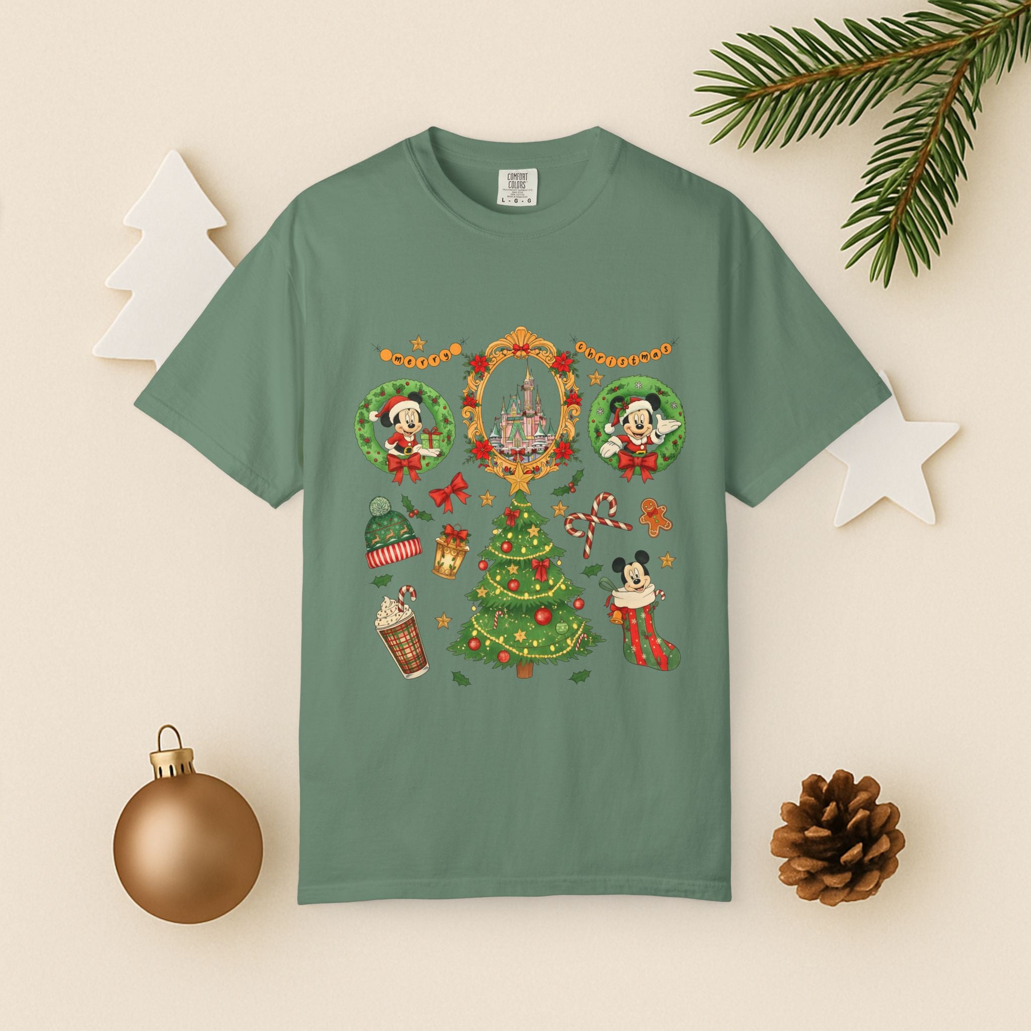 Christmas Disney Holiday T-Shirt — Mickey & Minnie Ornament Tree Design