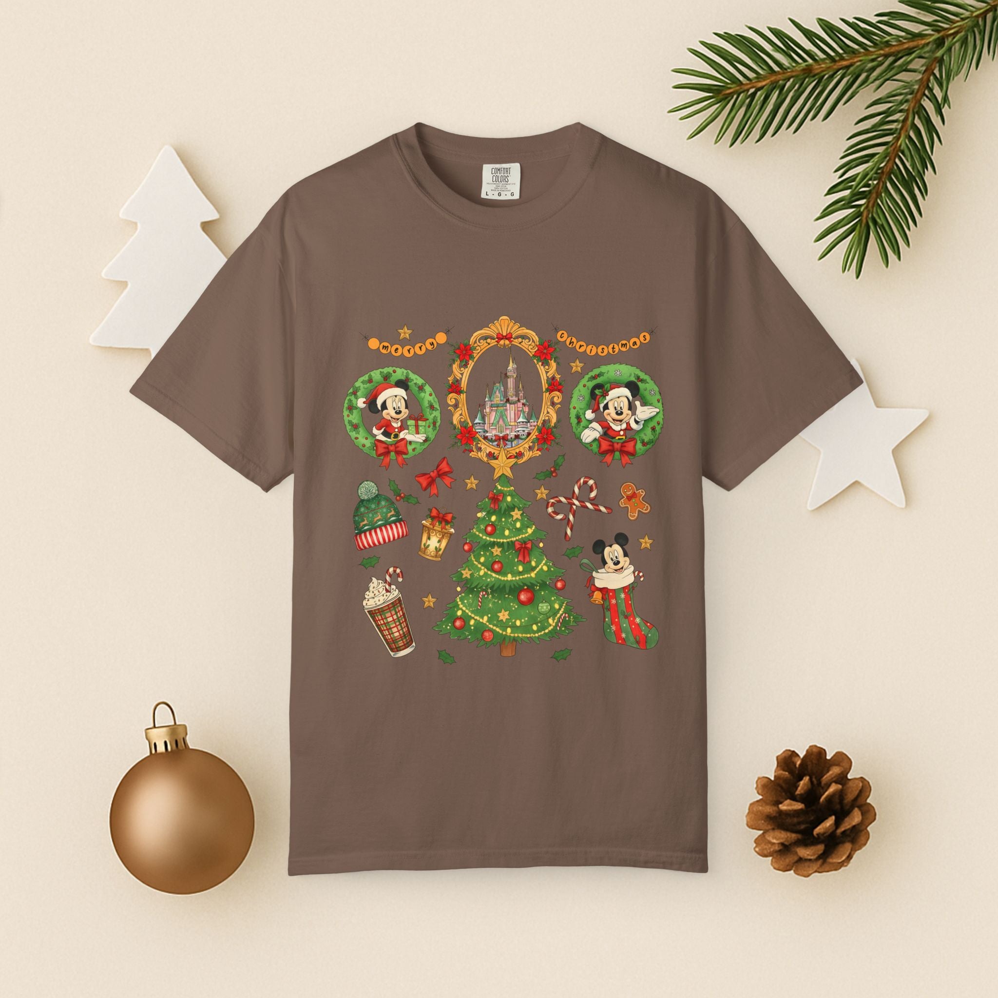 Christmas Disney Holiday T-Shirt — Mickey & Minnie Ornament Tree Design