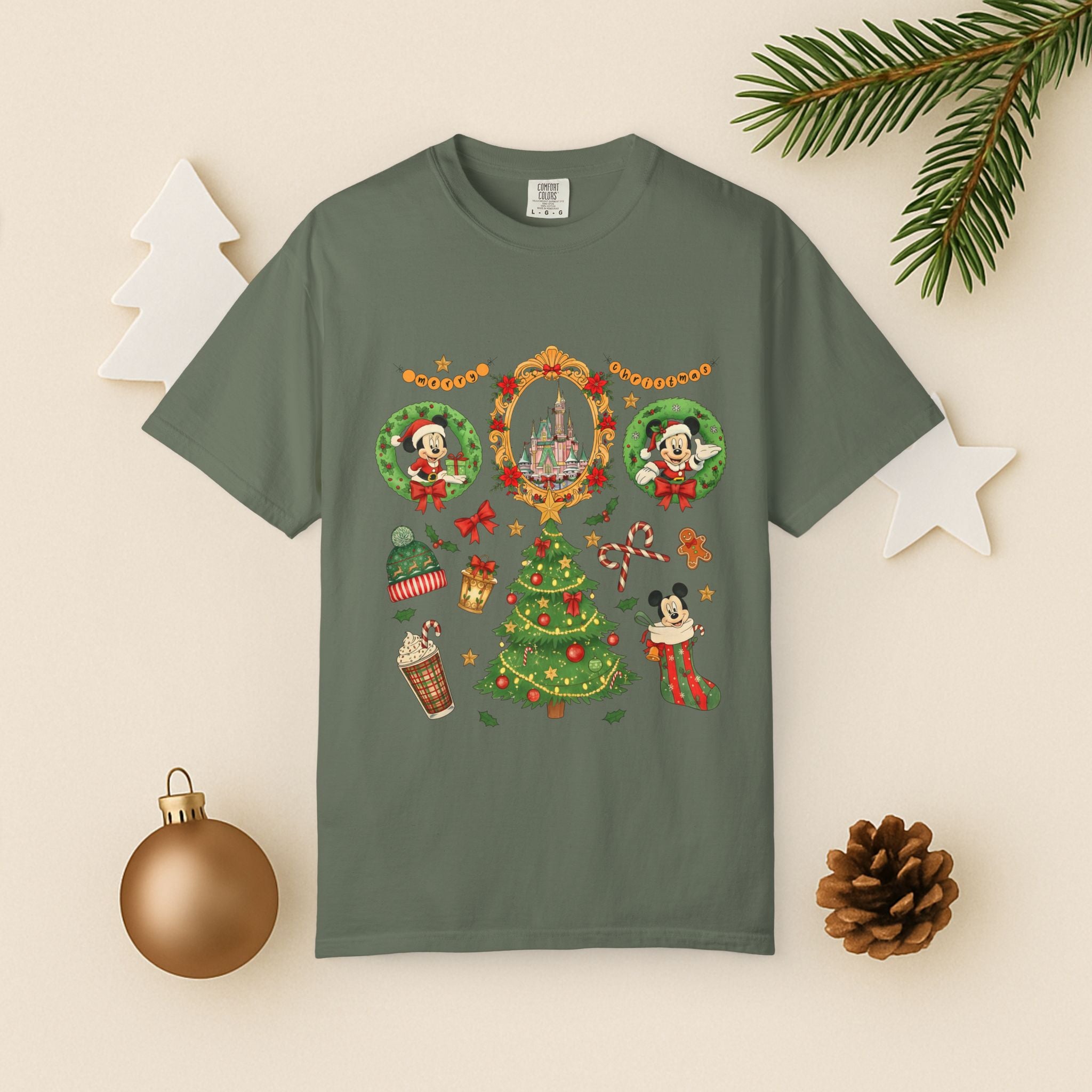 Christmas Disney Holiday T-Shirt — Mickey & Minnie Ornament Tree Design