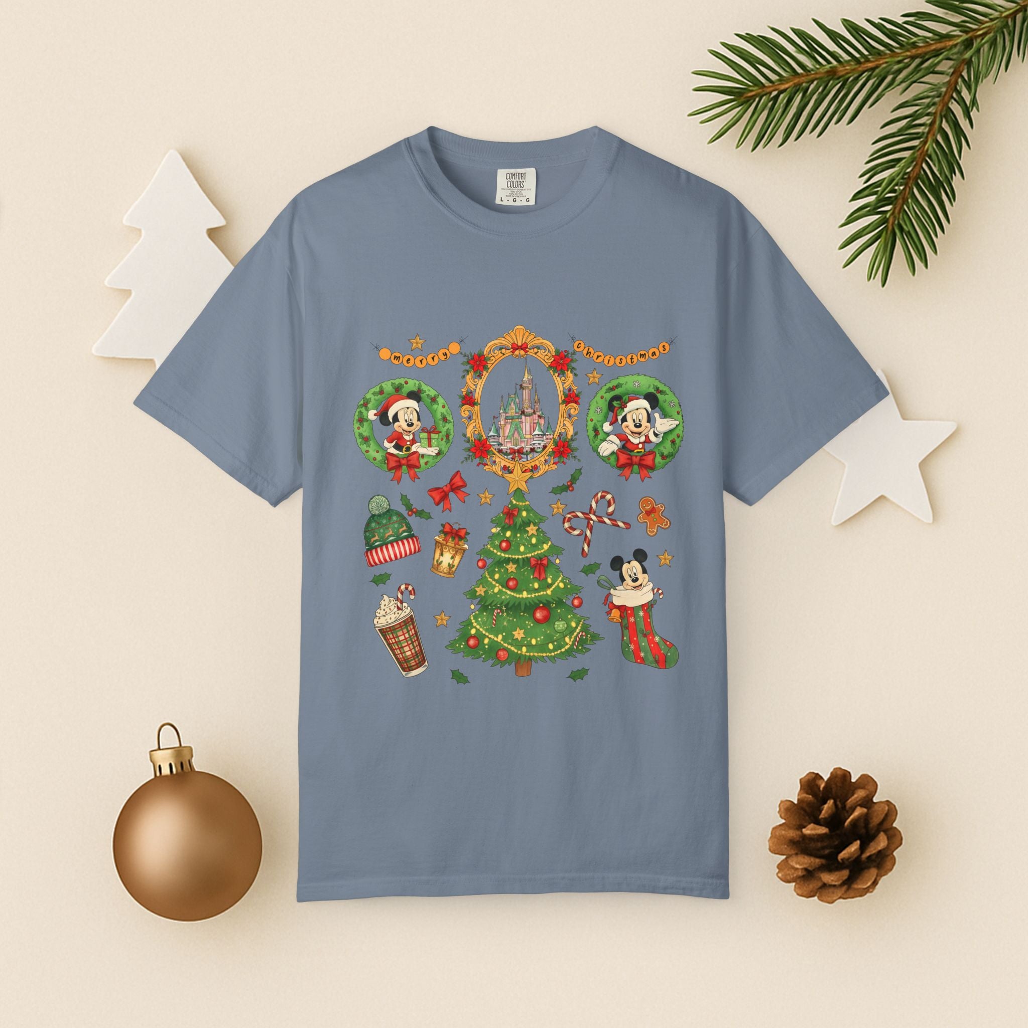 Christmas Disney Holiday T-Shirt — Mickey & Minnie Ornament Tree Design